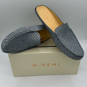 M. Gemi Felize Mule size 12 slate blue loafers leather Italy with box.